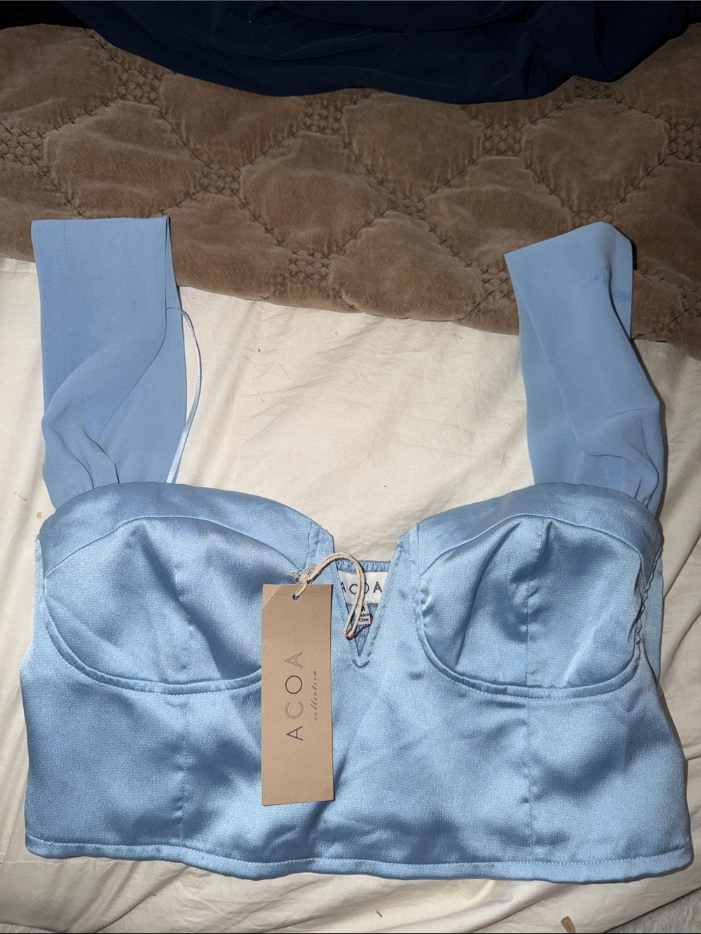 Vici Light Blue Satin Bustier Tank Top